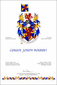 Library painting of the heraldic emblems of Claude Joseph Bourret