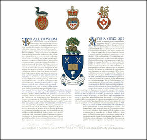 Letters patent granting heraldic emblems to The Faculty Club of the University of Toronto