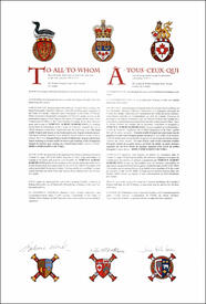Letters patent granting heraldic emblems to Terence Albert Hargreaves