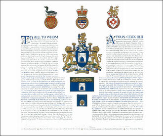 Letters patent granting heraldic emblems to R. H. King Academy