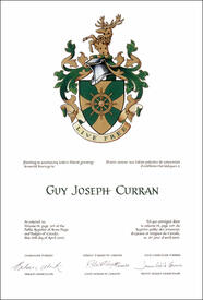 Lettres patentes concédant des emblèmes héraldiques à Guy Joseph Curran