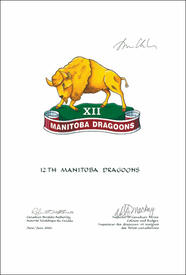 Approbation de l'insigne du 12th Manitoba Dragoons Approbation de l'insigne du 12th Manitoba Dragoons