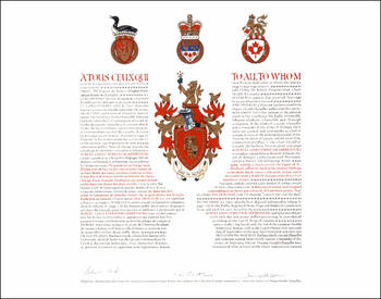 Letters patent granting heraldic emblems to Albert Louis Sébastien Larbrisseau