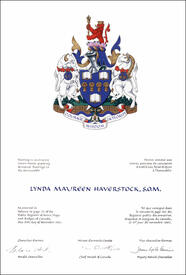 Letters patent granting heraldic emblems to Lynda Maureen Haverstock