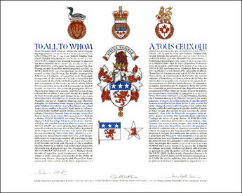 Lettres patentes concédant des emblèmes héraldiques à William Dale Murray Lettres patentes concédant des emblèmes héraldiques à William Dale Murray