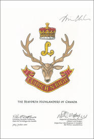 Approbation de l'insigne de The Seaforth Highlanders of Canada