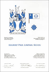 Lettres patentes concédant des emblèmes héraldiques à Hulbert Paul Lindahl Silver