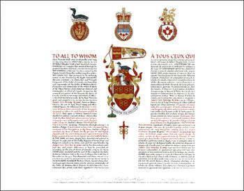 Lettres patentes concédant des emblèmes héraldiques à James Siu Houng Kiang