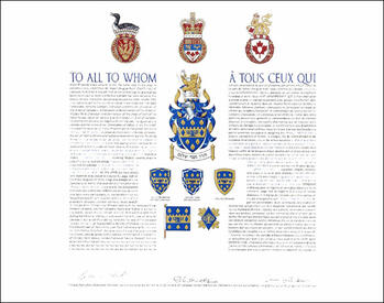 Letters patent granting heraldic emblems to Frank Efroim Dimant