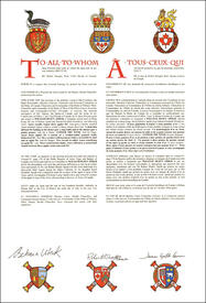 Lettres patentes concédant des emblèmes héraldiques à William Olsen Apold