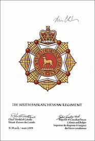 Approval of the Badge of The South Saskatchewan Regiment