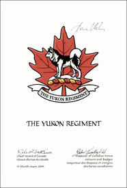 Approval of the Badge of The Yukon Regiment Approval of the Badge of The Yukon Regiment