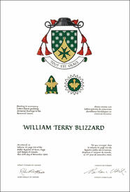 Letters patent granting heraldic emblems to William Terry Blizzard