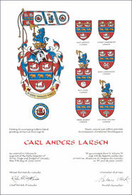Lettres patentes concédant des emblèmes héraldiques à Carl Anders Larsen