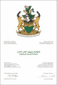 Lettres patentes concédant des emblèmes héraldiques à la City of Melfort