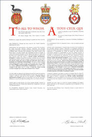 Lettres patentes concédant des emblèmes héraldiques à Peter James Dickinson-Starkey