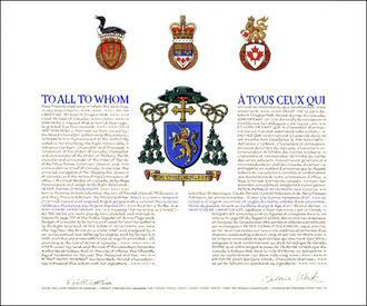 Letters patent granting heraldic emblems to Peter Donald Wilkinson