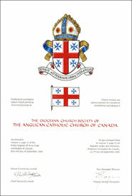 Letters patent granting heraldic emblems to The Diocesan Church Society of the Anglican Catholic Church of Canada