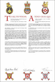 Lettres patentes concédant des emblèmes héraldiques à John Watson Neill