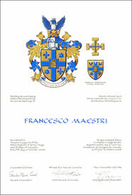 Lettres patentes concédant des emblèmes héraldiques à Francesco Maestri, Francesco Lettres patentes concédant des emblèmes héraldiques à Francesco Maestri, Francesco