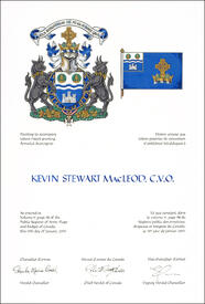 Letters patent granting heraldic emblems to Kevin Stewart MacLeod