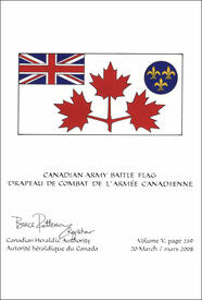 Lettres patentes confirmant le blasonnement du Drapeau de combat de l’Armée canadienne
