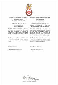 Lettres patentes confirmant le blasonnement du Pavillon de beaupré de la marine canadienne et drapeau du Commandement maritime