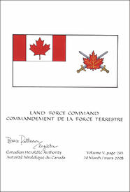 Letters patent confirming the blazon of the Flag of the Land Force Command