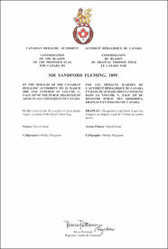 Lettres patentes confirmant le blasonnement du drapeau proposé: sir Sandford Fleming, 1895