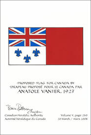Lettres patentes confirmant le blasonnement du drapeau proposé: Anatole Vanier, 1927