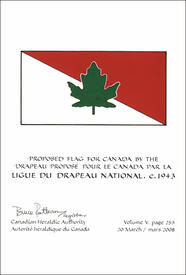 Letters patent confirming the blazon of the Proposed Flag: Ligue du drapeau national, c. 1943