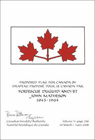 Lettres patentes confirmant le blasonnement du drapeau proposé: Fortescue Duguid et John Matheson, 1945-1964