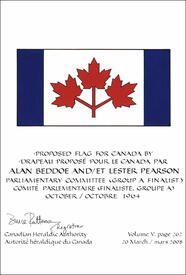 Letters patent confirming the blazon of the Proposed Flag: Alan Beddoe and Lester Pearson, Parliamentary Committee, October 1964