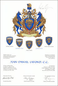Lettres patentes concédant des emblèmes héraldiques à Jean-Daniel Lafond