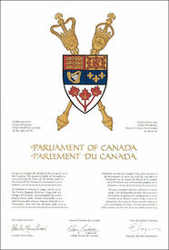 Lettres patentes confirmant l'usage d'un insigne par le Parlement du Canada