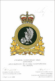 Letters patent approving the Badge of the Canadian Expeditionary Force Command