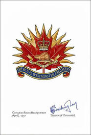 Lettres patentes confirmant le blasonnement de l'insigne de The Royal Westminster Regiment