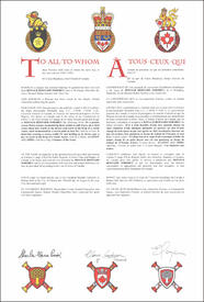 Letters patent granting heraldic emblems to Ronald Bernard Sorobey Letters patent granting heraldic emblems to Ronald Bernard Sorobey