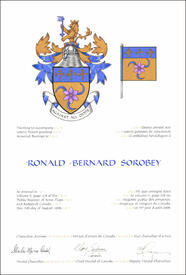 Letters patent granting heraldic emblems to Ronald Bernard Sorobey Letters patent granting heraldic emblems to Ronald Bernard Sorobey