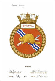 Lettres patentes confirmant le blasonnement de l'insigne du NCSM Ottawa Lettres patentes confirmant le blasonnement de l'insigne du NCSM Ottawa