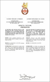 Lettres patentes confirmant le blasonnement de l'insigne du NCSM Preserver