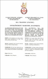 Lettres patentes approuvant l'insigne de l'Entraînement maritime (Pacifique)