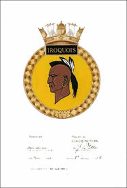 Letters patent confirming the blazon of the Badge of HMCS Iroquois