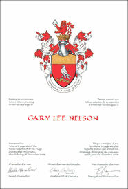 Lettres patentes concédant des emblèmes héraldiques à Gary Lee Nelson