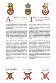 Lettres patentes concédant des emblèmes héraldiques à Marie Claire Jeannine Allen
