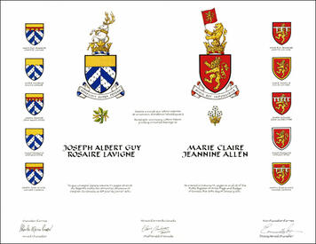 Lettres patentes concédant des emblèmes héraldiques à Marie Claire Jeannine Allen