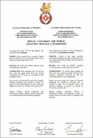Lettres patentes enregistrant l'insigne de l'Aviation royale canadienne