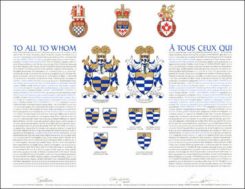 Letters patent granting heraldic emblems to Michel Maria Joseph Shore