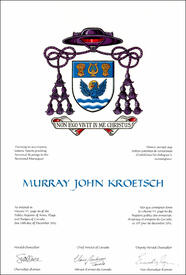 Letters patent granting heraldic emblems to Murray John Kroetsch