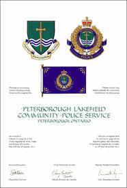 Lettres patentes concédant des emblèmes héraldiques au Peterborough Lakefield Community Police Service